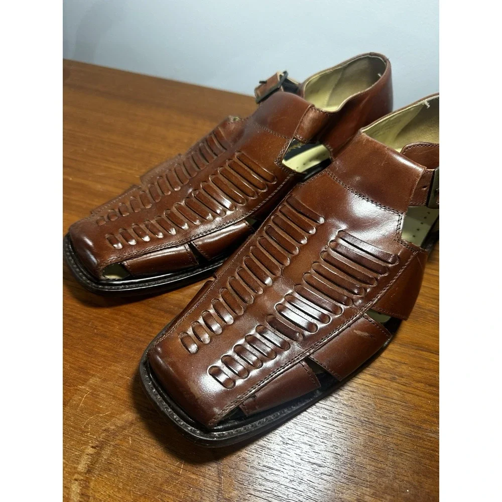 Stacy Adams Brown Leather Fisherman Sandals Brown Size 9.5